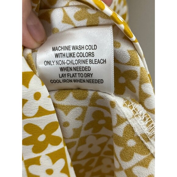 Modcloth Button Front Short Sleeve Flowers Shirt Mustard Yellow Retro Shirt 4X - Picture 6 of 7